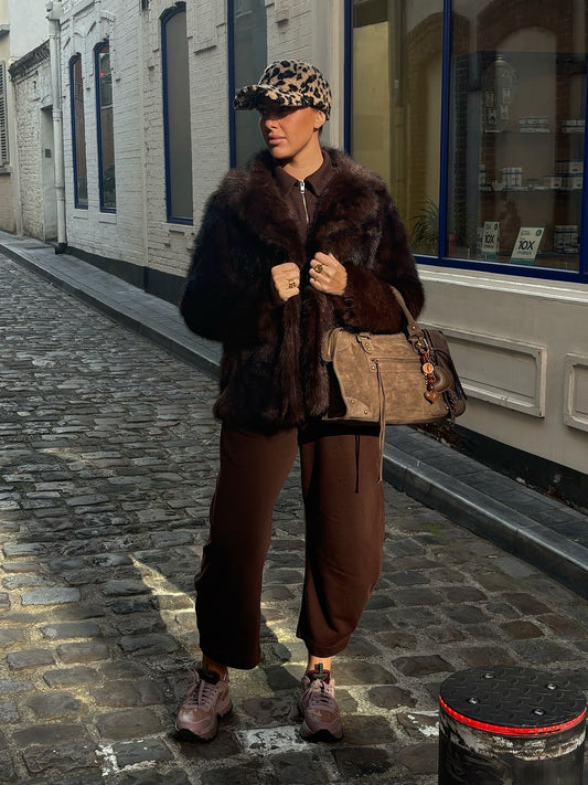 Veste fourrure marron