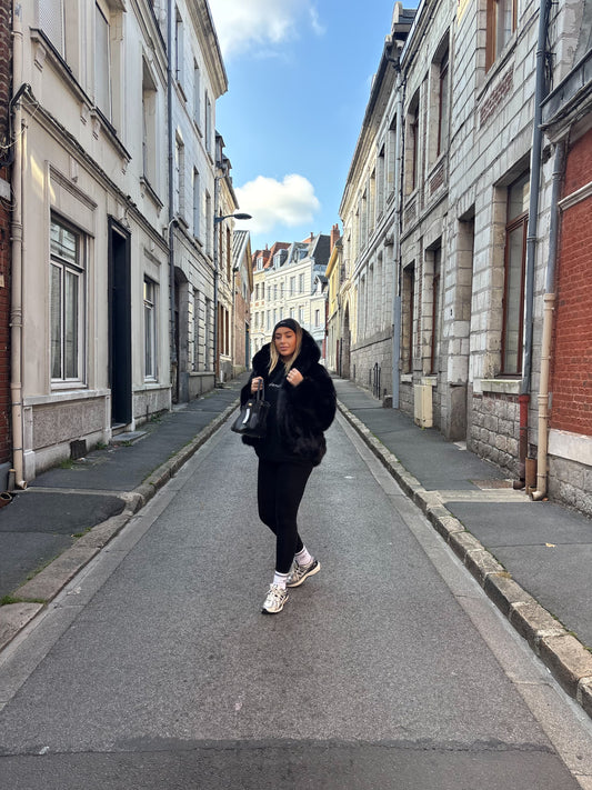 Veste Fourrure Noir